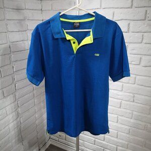 Off Shore Men's Size Large Royal with Lime Green #76 Short Sleeves Polo Shirt